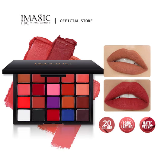 20 Colors Lipstick Palette Matte Velvet Lip Makeup Long Lasting Lip High Pigmented