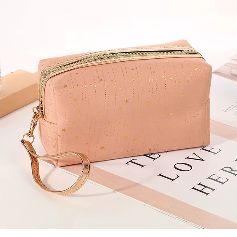 2025 Fashion Cosmetic Bag Women Bronzing Bling Stars Makeup Bags Travel Organizer Toiletry Kits Portable Make up Bags Beautician