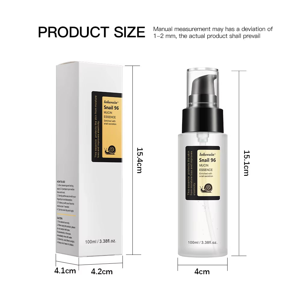 Snail Serum 96% Power Repairing Essence Lift Firm Anti-Aging Fade Fine Lines Acne Treatment Facial Sensitive Whitening 100Ml