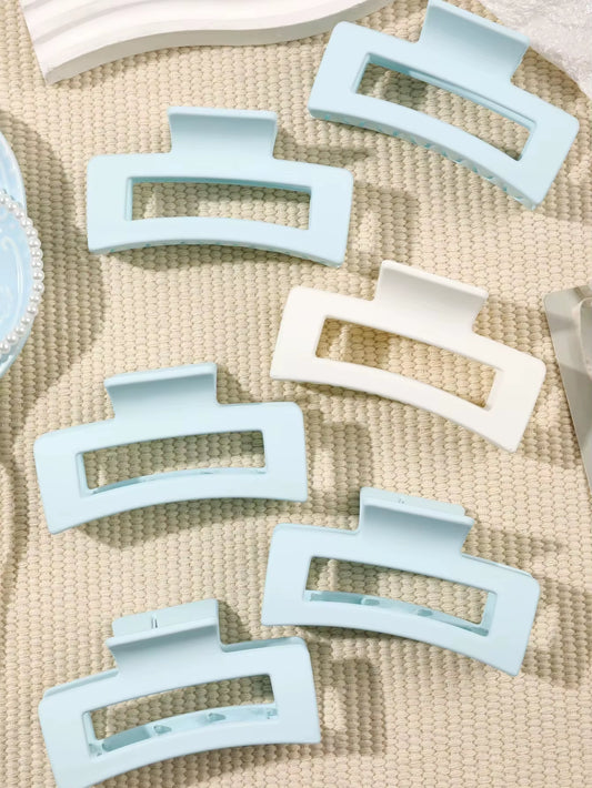 12 Pieces Rectangle Grab Clip Frosted PS Shark Clip Simple Fashion Hair Grab Clip Hair Accessories Hot Sale Accessories