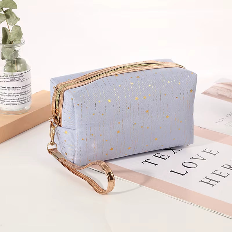 2025 Fashion Cosmetic Bag Women Bronzing Bling Stars Makeup Bags Travel Organizer Toiletry Kits Portable Make up Bags Beautician
