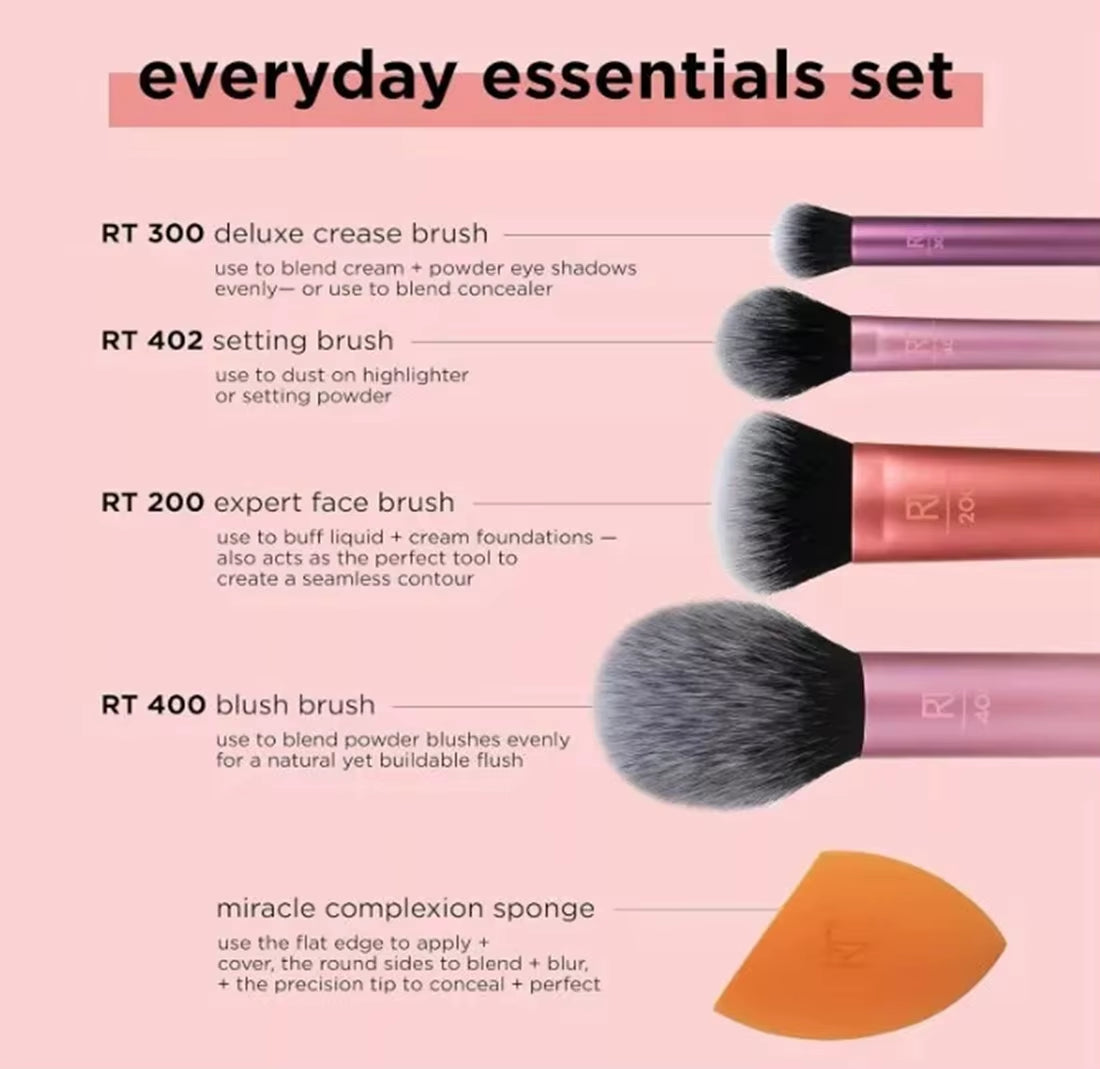 New Real Techniques Makeup Brashes Set Foundation Smooth Blender Sponges Puff DE