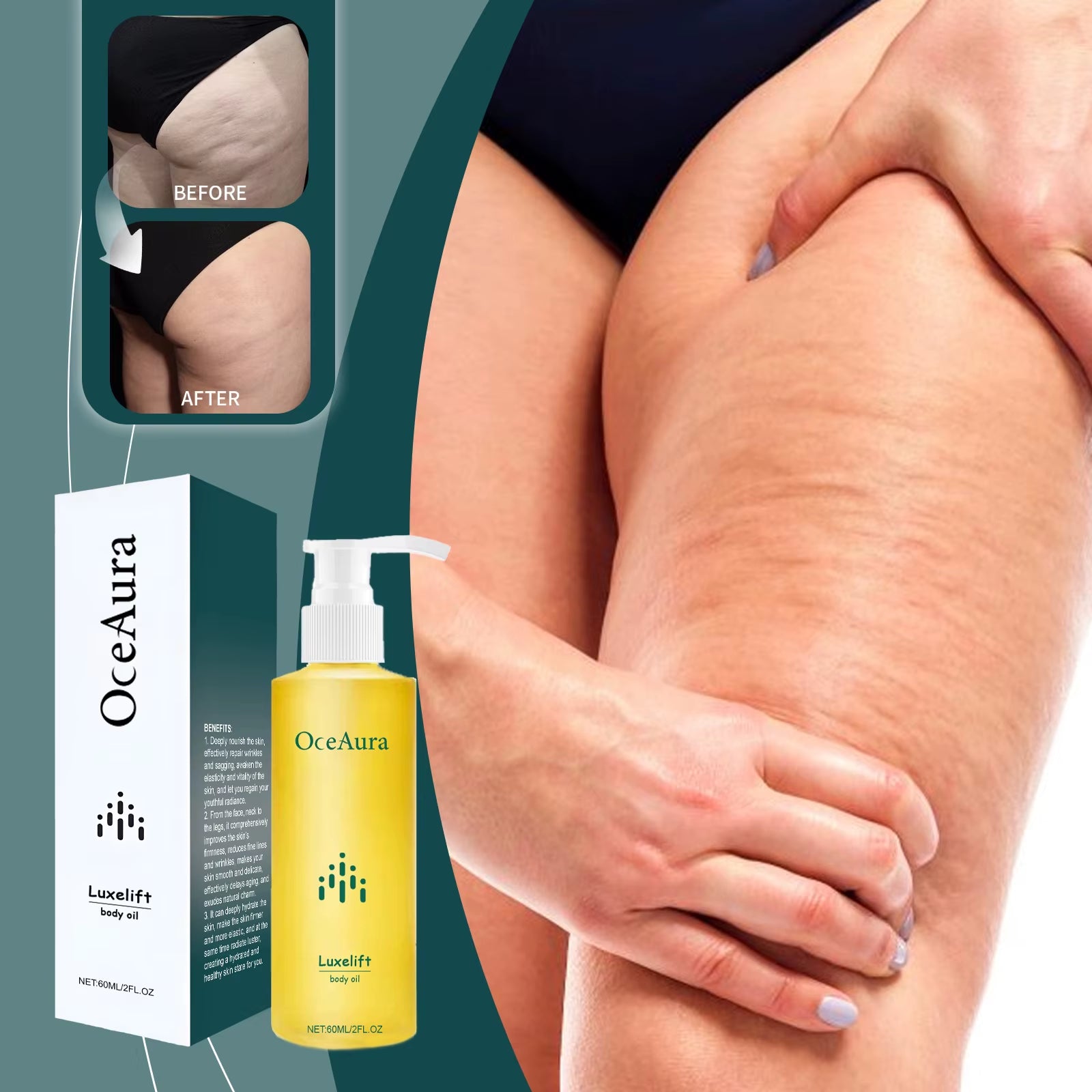 60Ml Skin Firming Body Oil, Hyaluronic Acid Body Oil, Nourishing and Moisturizing Skin Care