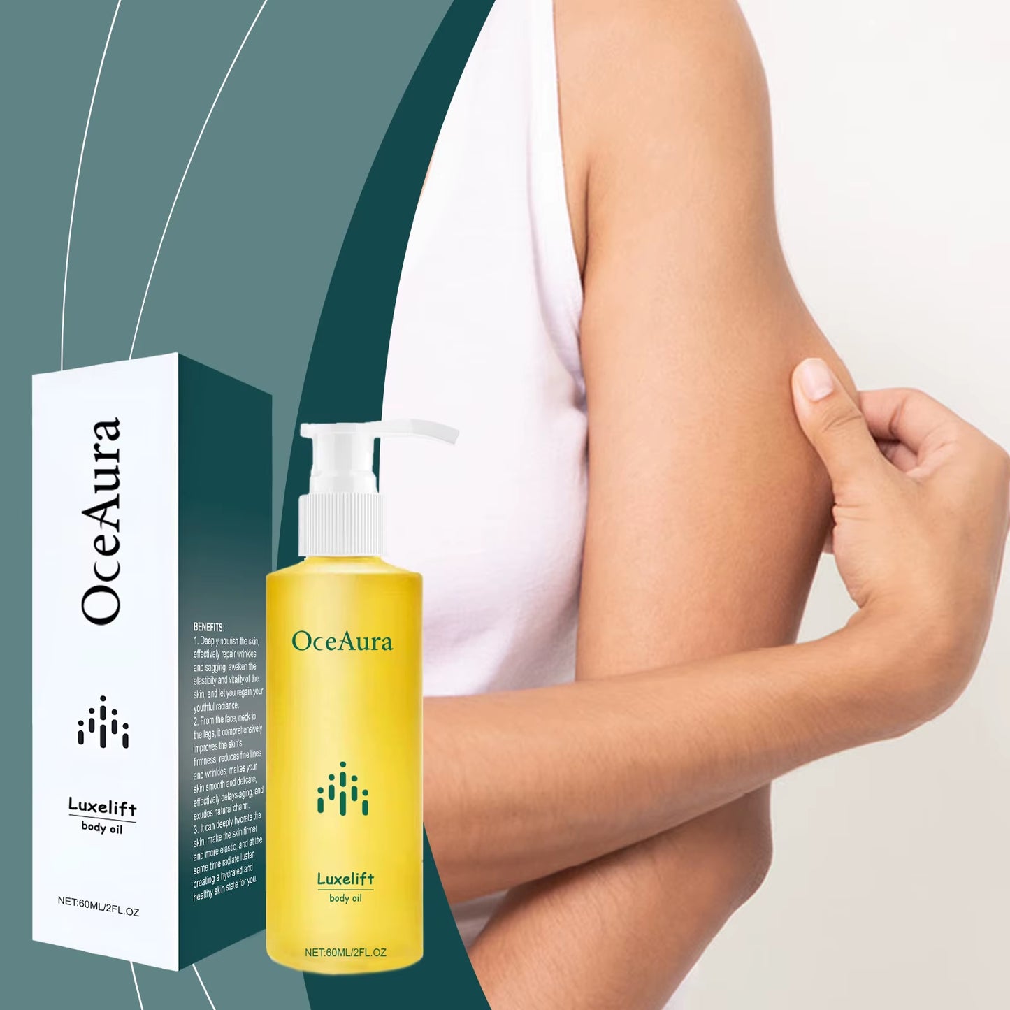 60Ml Skin Firming Body Oil, Hyaluronic Acid Body Oil, Nourishing and Moisturizing Skin Care