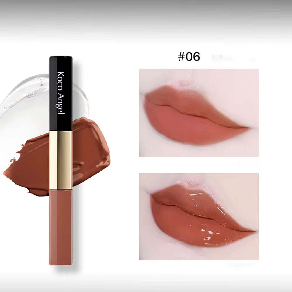 Double Headed Lip Gloss 6 Colors Matte Lipstick Waterproof Moisturizing Makeup Cosmetics Lip Balm Nude Lipstick Korean Cosmetic