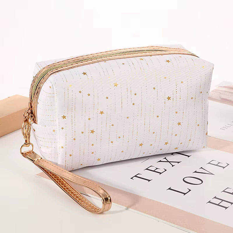 2025 Fashion Cosmetic Bag Women Bronzing Bling Stars Makeup Bags Travel Organizer Toiletry Kits Portable Make up Bags Beautician