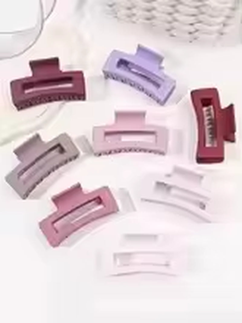 12 Pieces Rectangle Grab Clip Frosted PS Shark Clip Simple Fashion Hair Grab Clip Hair Accessories Hot Sale Accessories