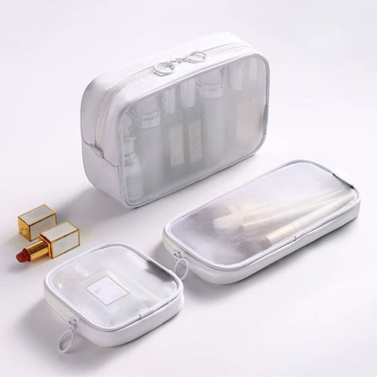3Pcs Mesh Transparent Cosmetic Bag Travel Wash Bags Large Capacity Portable Cosmetic Organizer Zipper Bag Mini Coin Purse
