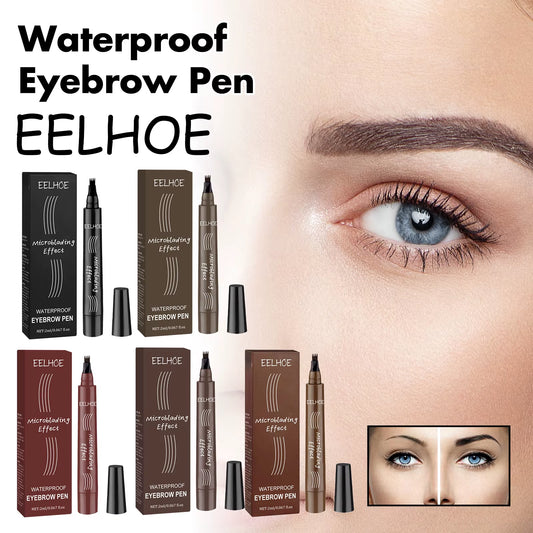 Multi Color 4 Forks Eyebrow Pen Natural Plumping Eyebrow Waterproof Sweatproof Lasting Makeup Volumizing Eyebrow Pen