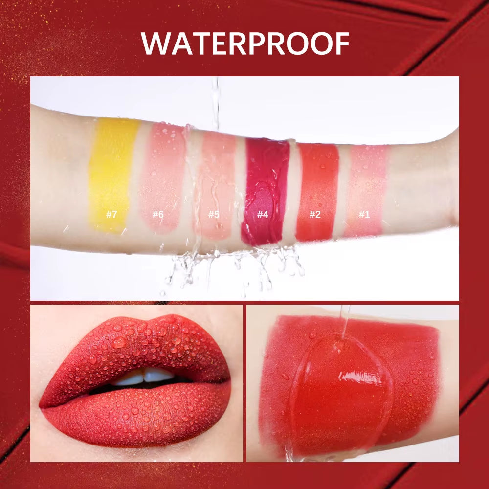 6Pcs Matt Lipstick Set Gold Brick Matte Red Pink Waterproof Long Lasting Lipsticks Lip Tint Girl Lipsticks for Girls Woman Pack