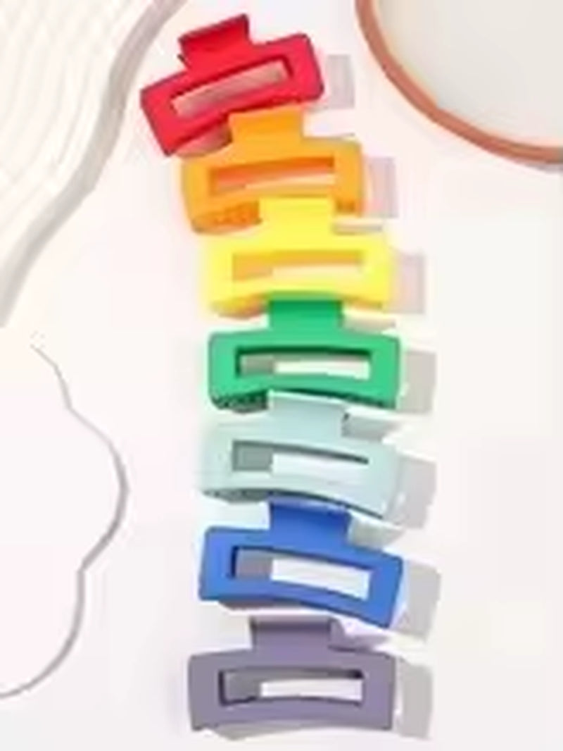 12 Pieces Rectangle Grab Clip Frosted PS Shark Clip Simple Fashion Hair Grab Clip Hair Accessories Hot Sale Accessories