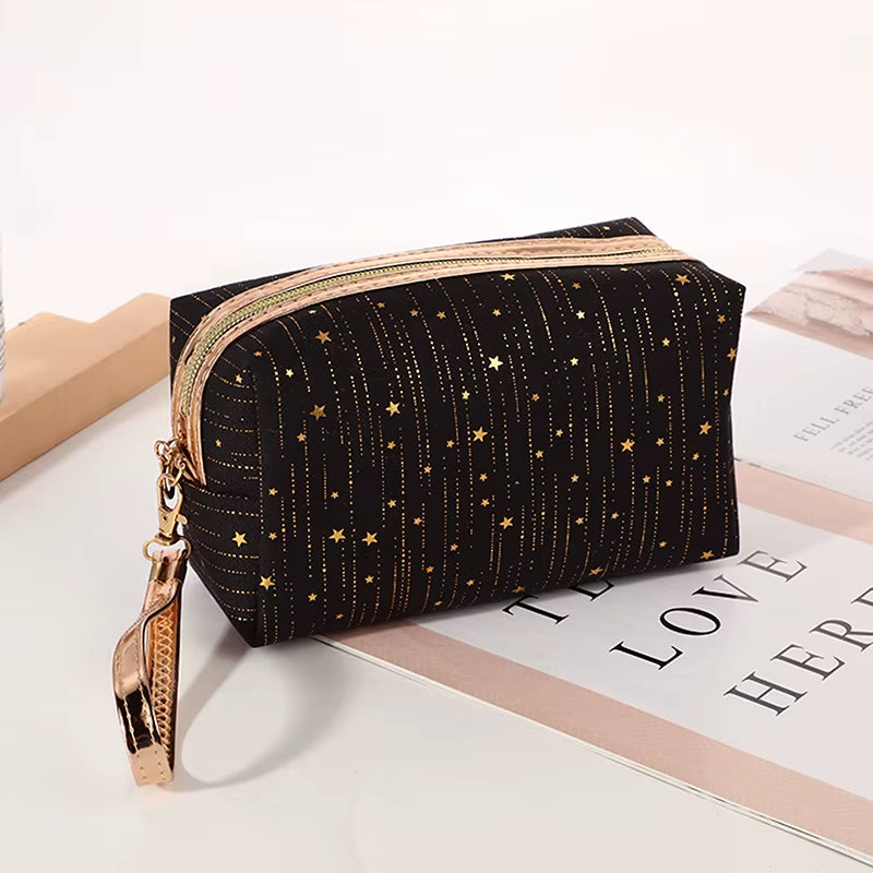 2025 Fashion Cosmetic Bag Women Bronzing Bling Stars Makeup Bags Travel Organizer Toiletry Kits Portable Make up Bags Beautician