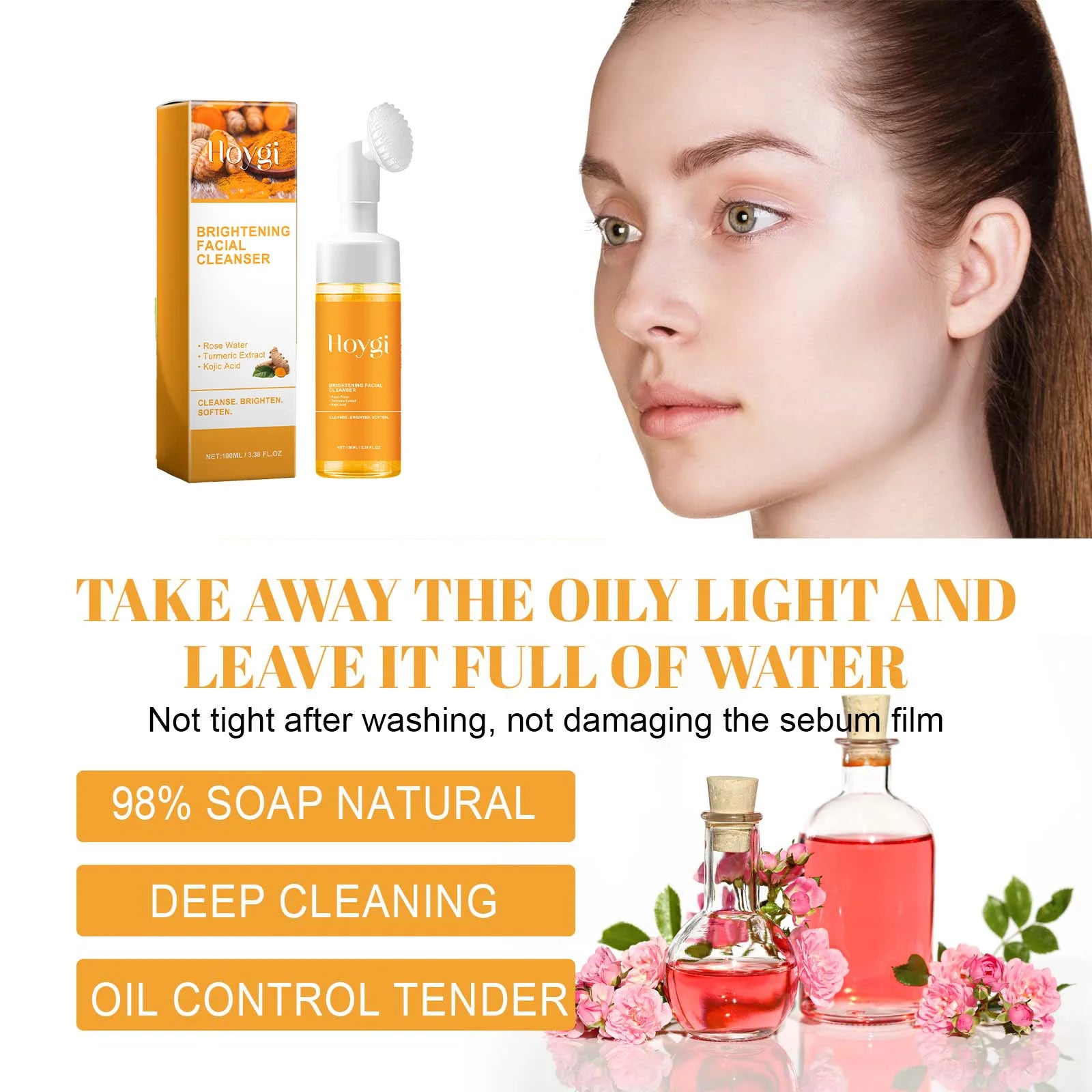 Turmeric Cleansing Milk Deeply Cleanses Facial Skin Reduces Acne Marks Moisturizes Cleaning and Brightens the Complexion