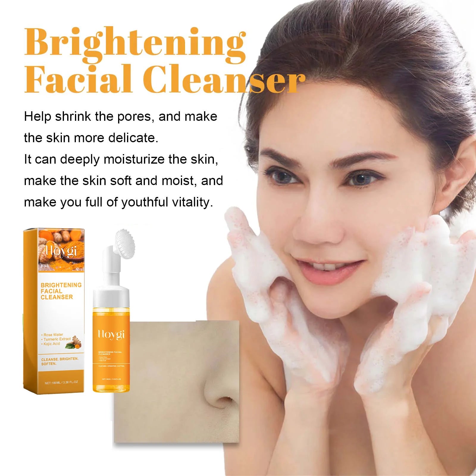 Turmeric Cleansing Milk Deeply Cleanses Facial Skin Reduces Acne Marks Moisturizes Cleaning and Brightens the Complexion
