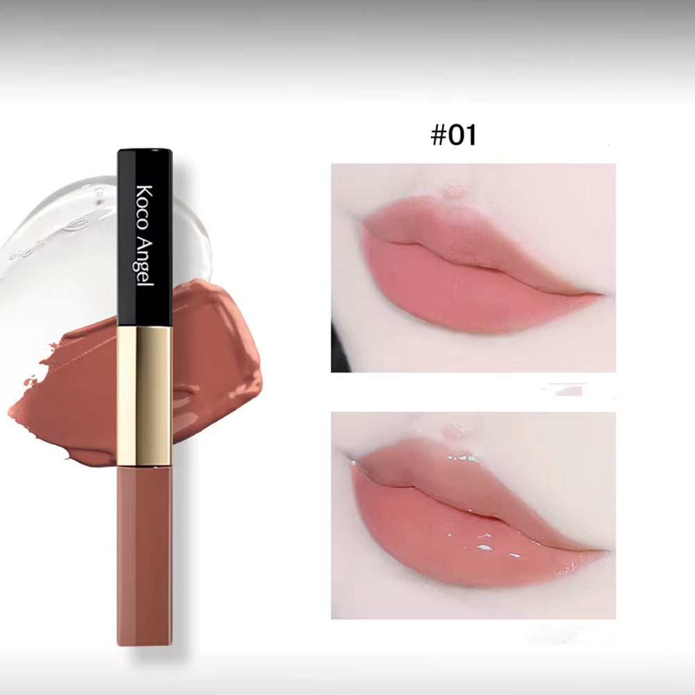 Double Headed Lip Gloss 6 Colors Matte Lipstick Waterproof Moisturizing Makeup Cosmetics Lip Balm Nude Lipstick Korean Cosmetic
