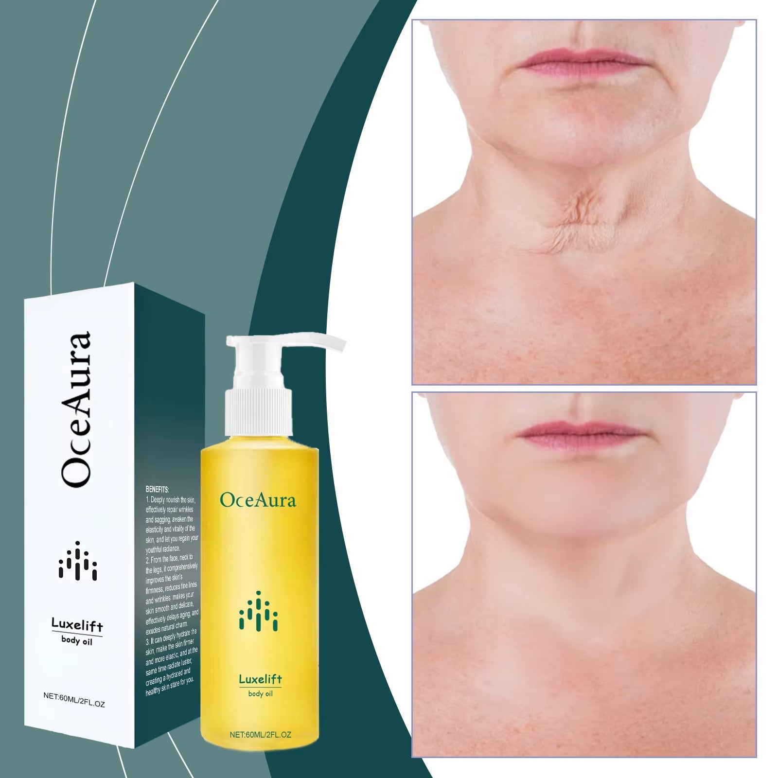 60Ml Skin Firming Body Oil, Hyaluronic Acid Body Oil, Nourishing and Moisturizing Skin Care