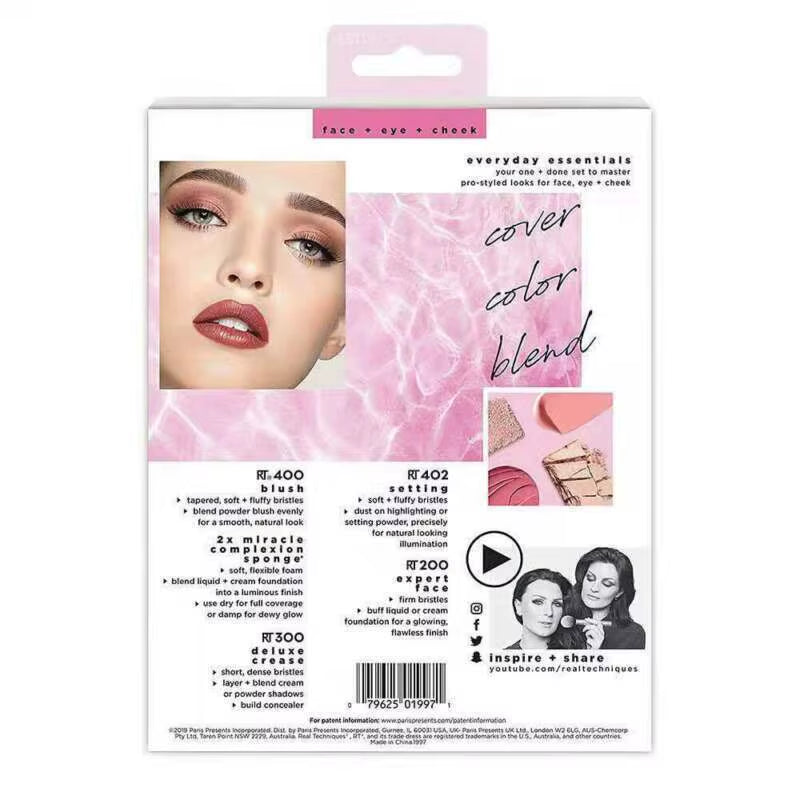 New Real Techniques Makeup Brashes Set Foundation Smooth Blender Sponges Puff DE