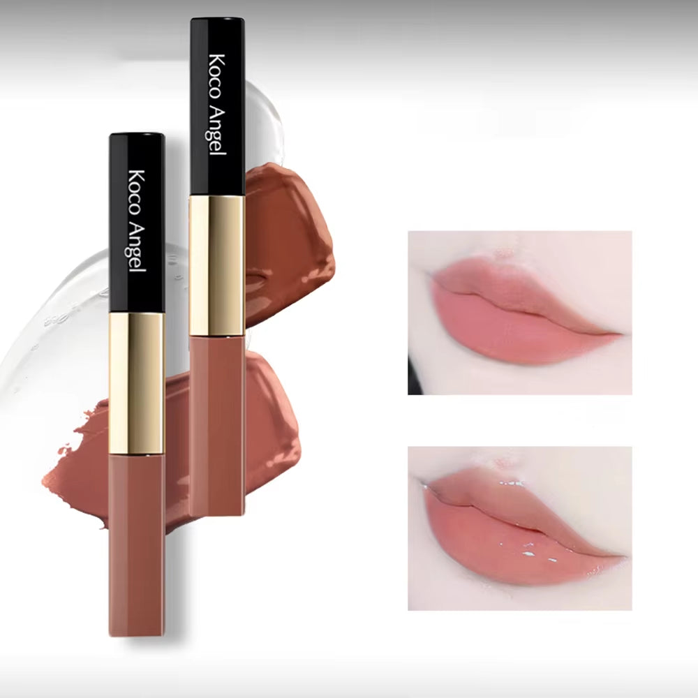 Double Headed Lip Gloss 6 Colors Matte Lipstick Waterproof Moisturizing Makeup Cosmetics Lip Balm Nude Lipstick Korean Cosmetic