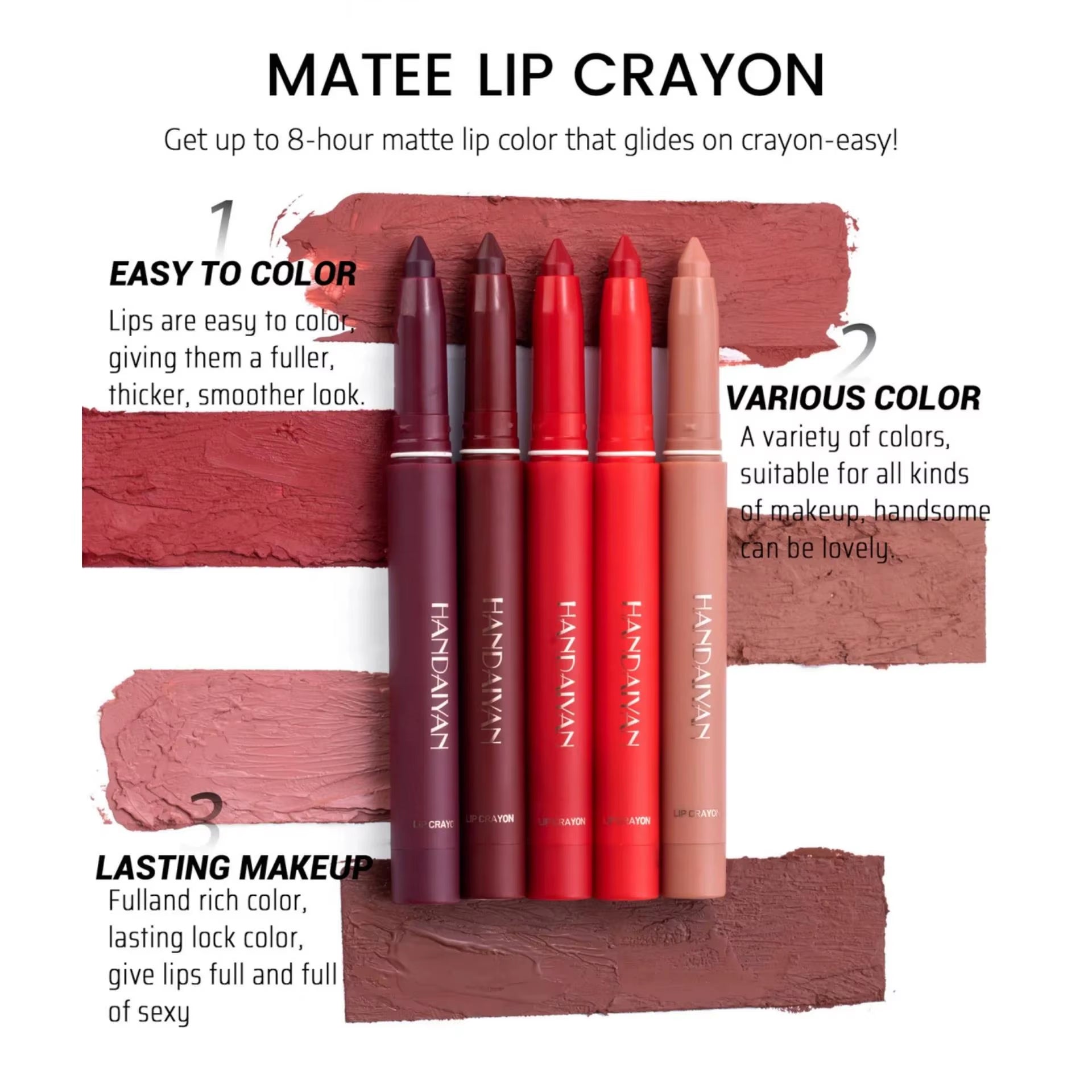 12 Colors Matte Lipstick Set Long Lasting Hydrating Lip Liner Crayon Kit Non Sticky Lightweight Professional Cosmetic
