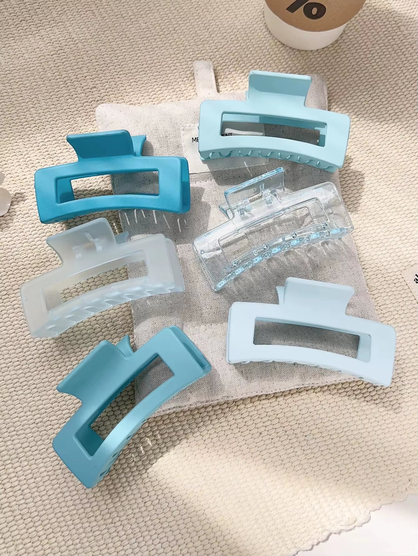 12 Pieces Rectangle Grab Clip Frosted PS Shark Clip Simple Fashion Hair Grab Clip Hair Accessories Hot Sale Accessories