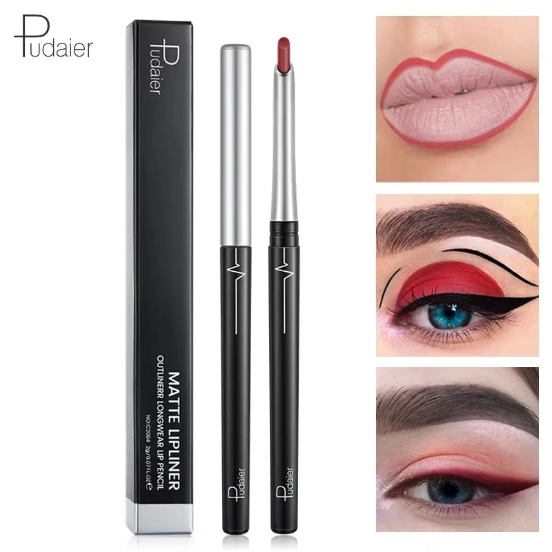 Pudaier Matte Lip Liner Pencil Waterproof Nude Sexy Lipstick Long-Lasting Women Makeup Eyes Lipliner Contour Crayon Levre